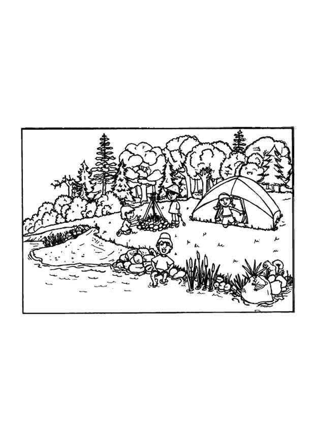 campeggio Disegno da colorare campeggio