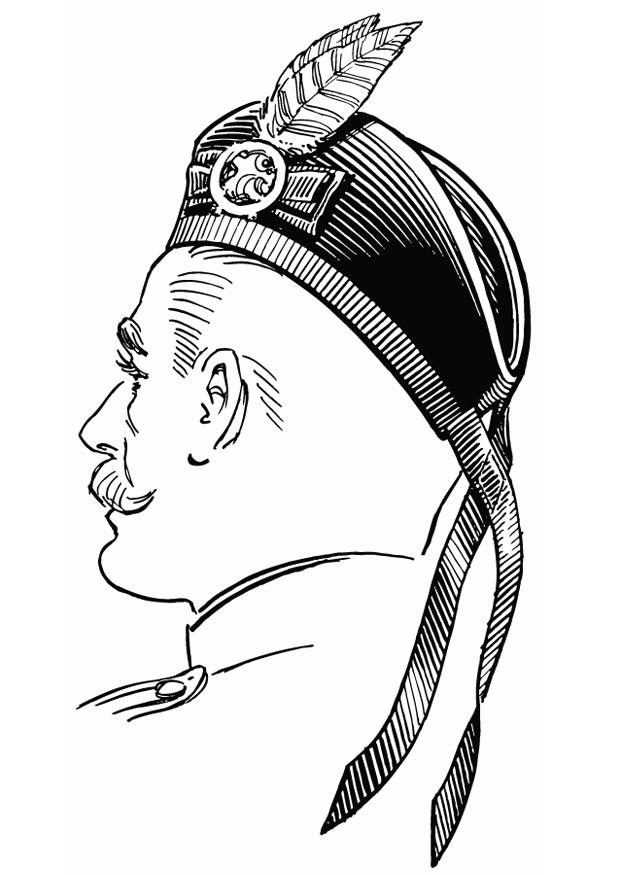 Disegno da colorare cappello scozzese - glengarry