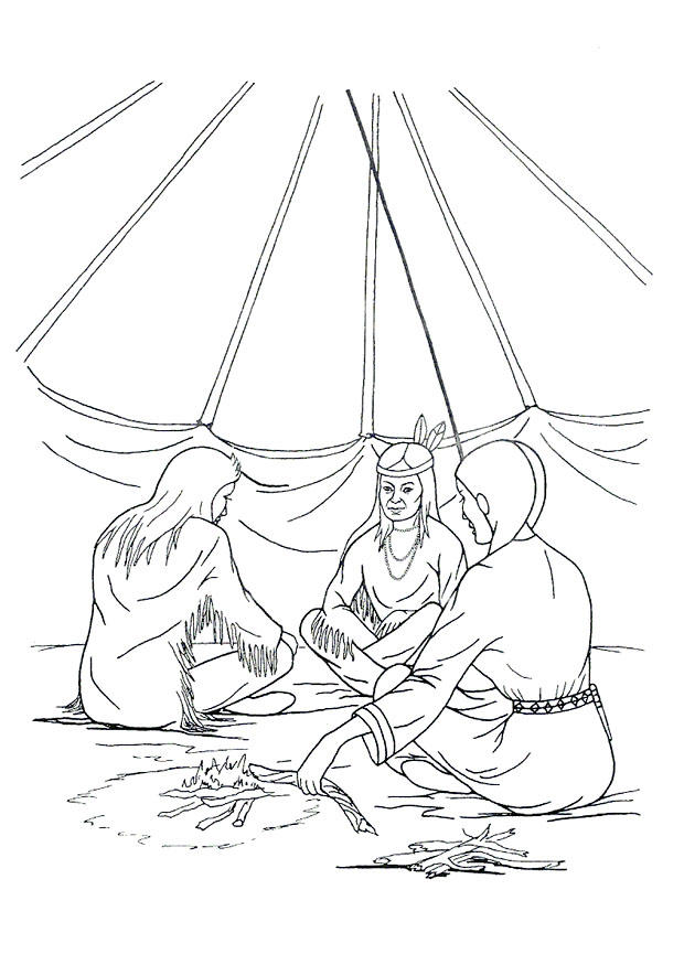 casa indiani - tenda tipi Disegno da colorare casa indiani - tenda tipi