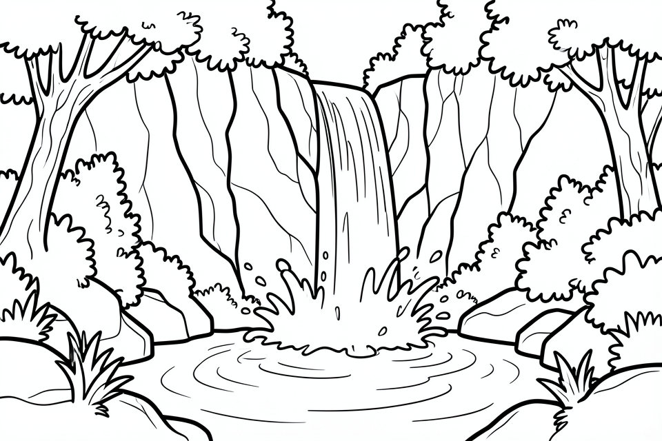cascata Disegno da colorare cascata