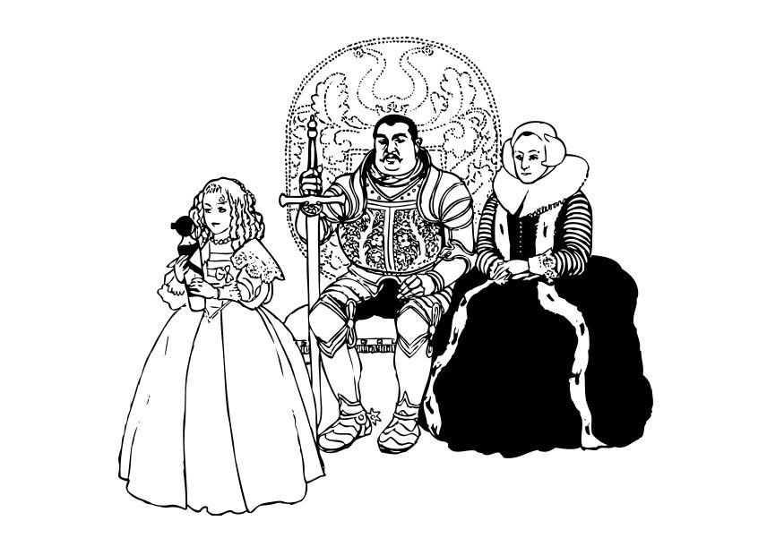 Disegno da colorare cavalliere con la famiglia