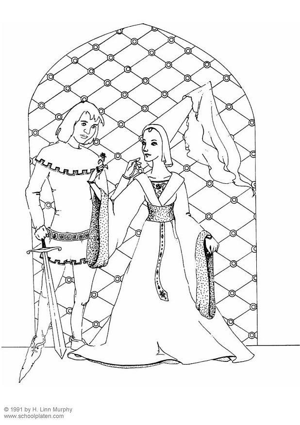 cavalliere e dama Disegno da colorare cavalliere e dama