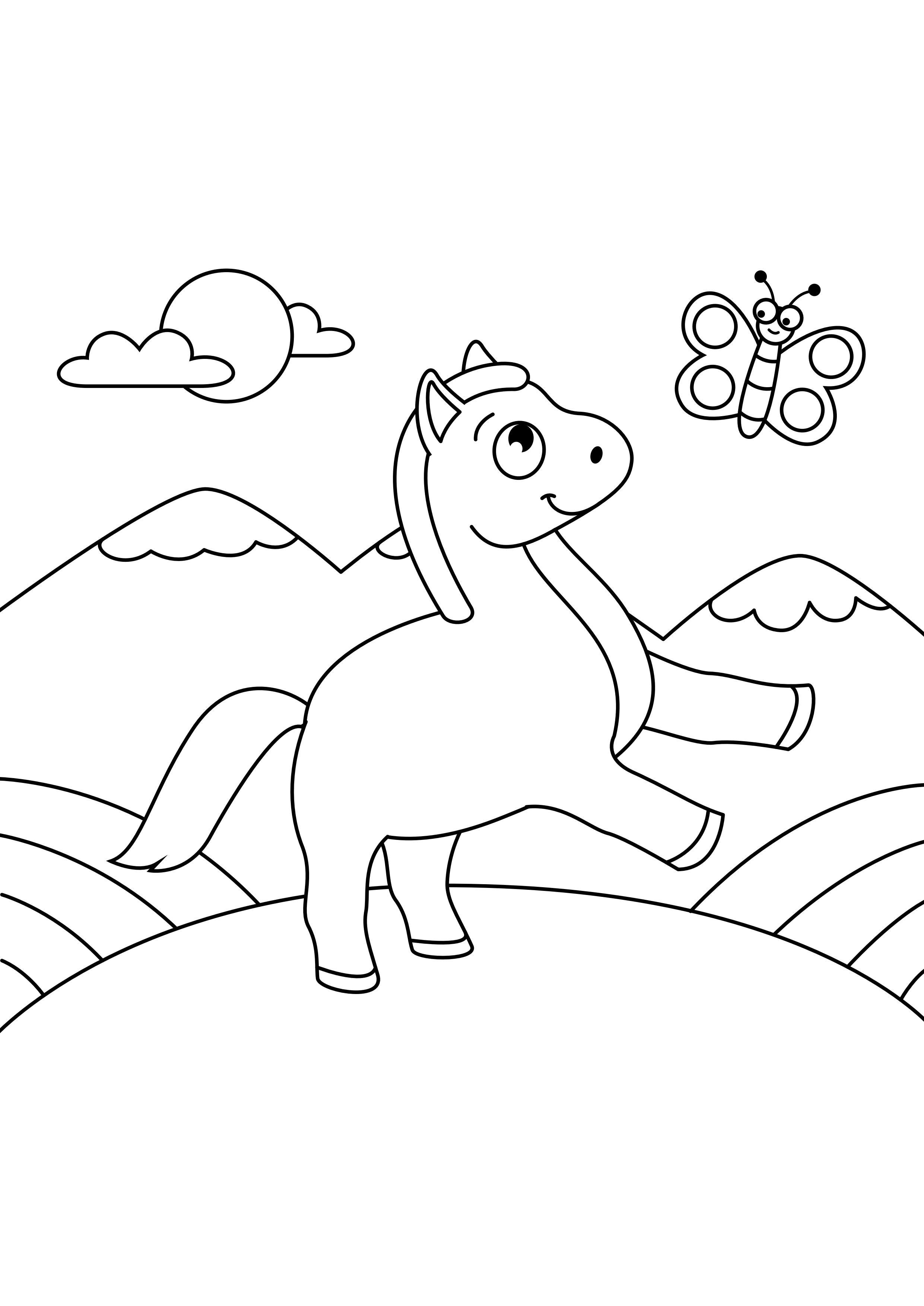 cavallo con farfalla Disegno da colorare cavallo con farfalla