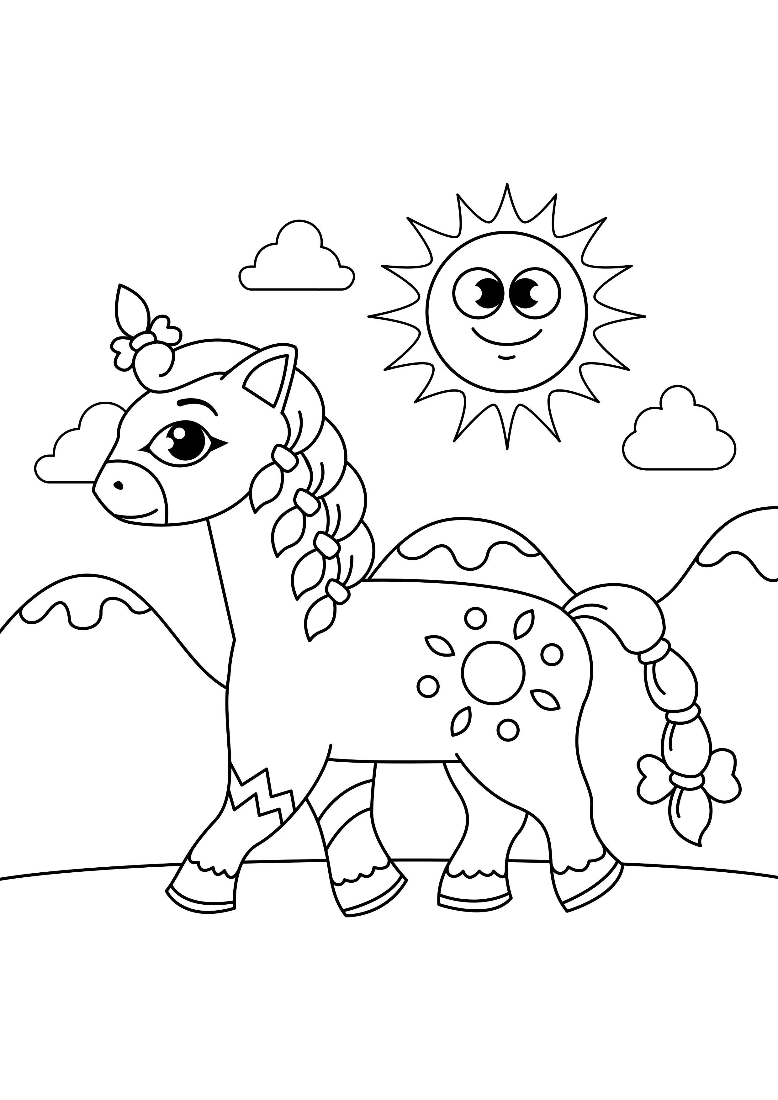 cavallo con le trecce Disegno da colorare cavallo con le trecce