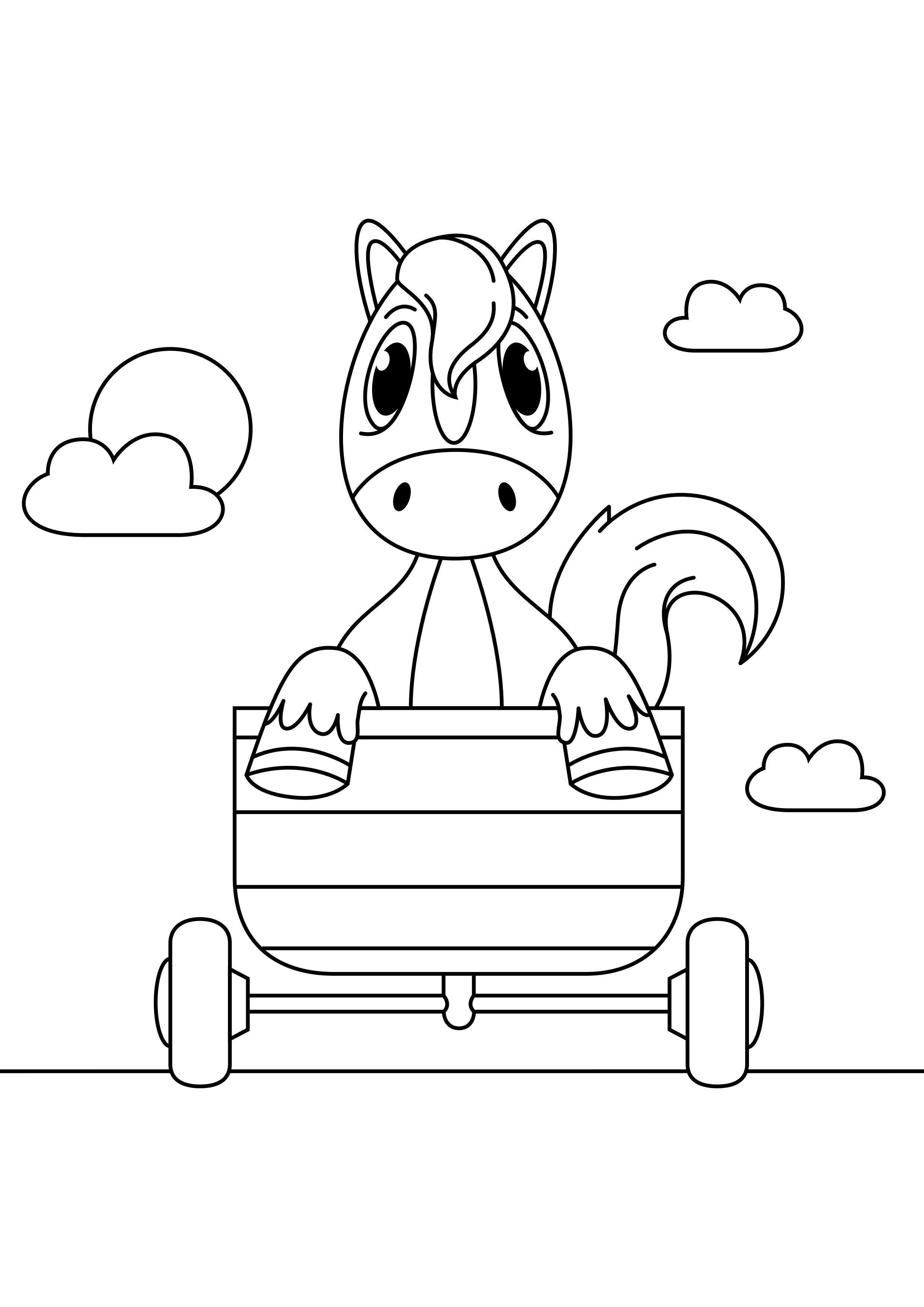 cavallo nel carrello Disegno da colorare cavallo nel carrello