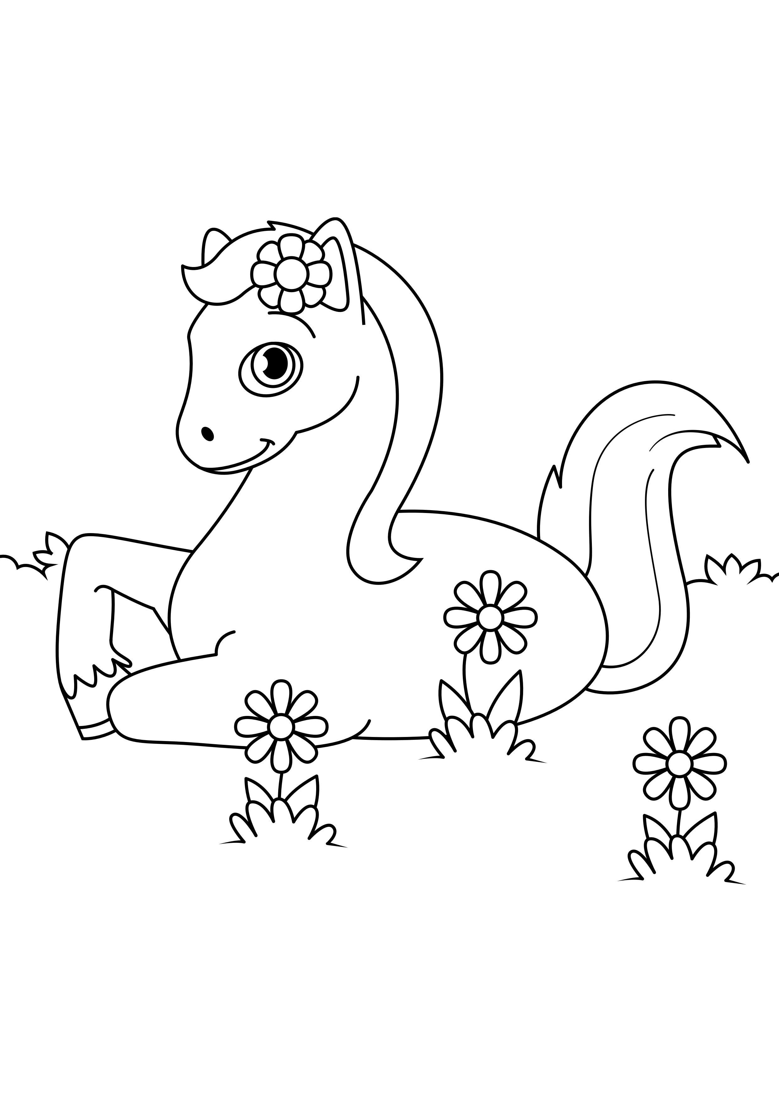 cavallo nel prato Disegno da colorare cavallo nel prato