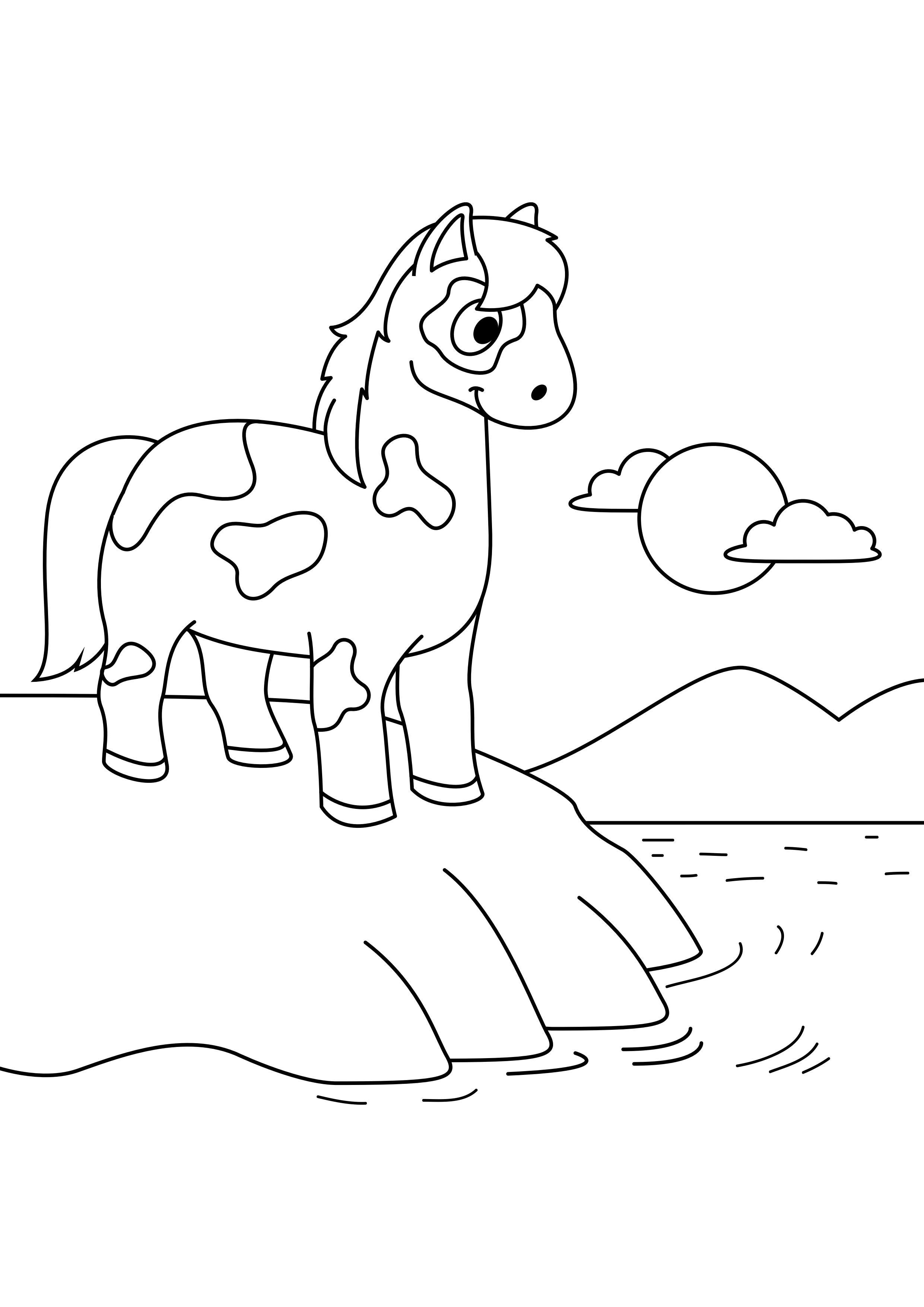 cavallo sull'acqua Disegno da colorare cavallo sull'acqua