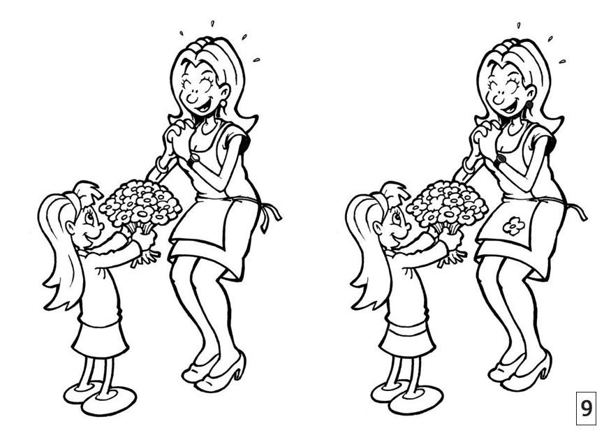 cerca le differenze - festa della mamma Disegno da colorare cerca le differenze - festa della mamma