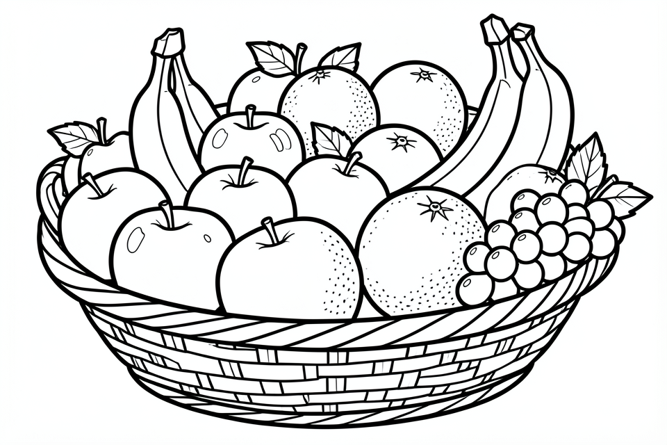 cesto di frutta Disegno da colorare cesto di frutta