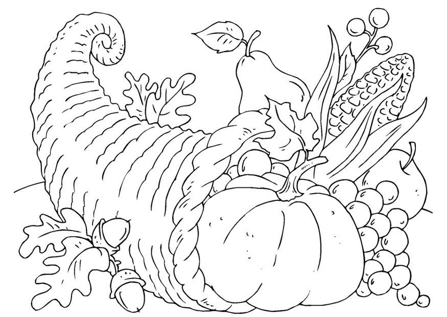 cesto ringraziamento - cornucopia Disegno da colorare cesto ringraziamento - cornucopia