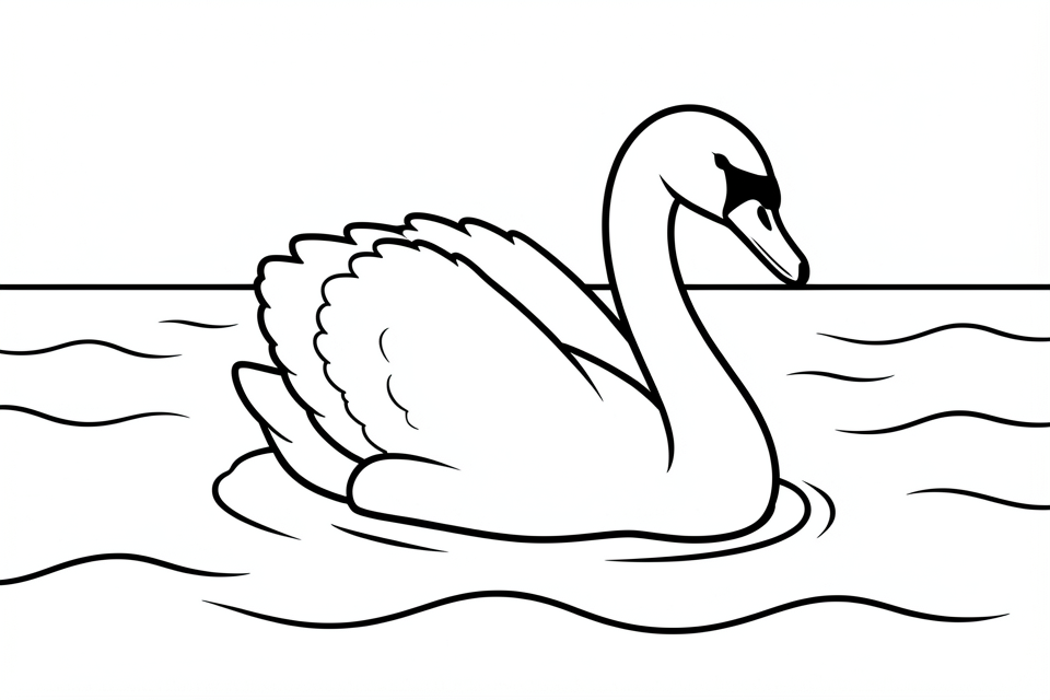 cigno nell'acqua Disegno da colorare cigno nell'acqua