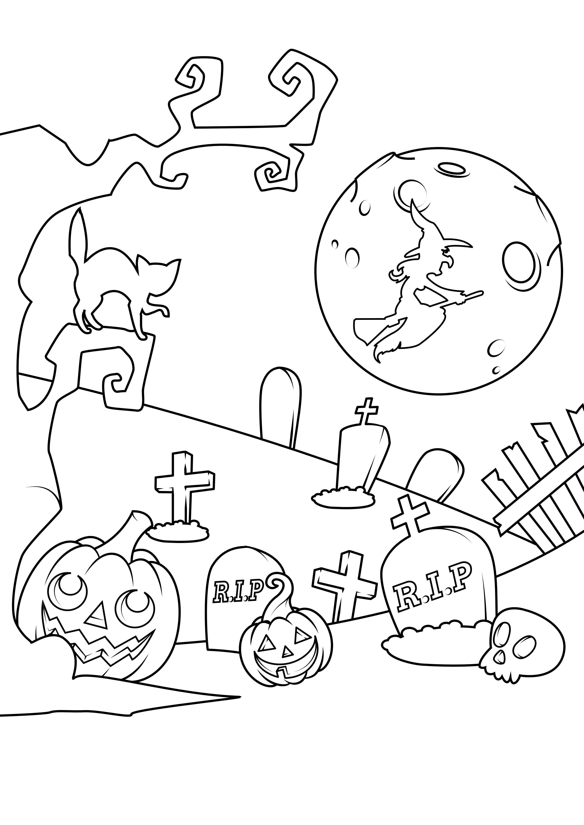cimitero di halloween Disegno da colorare cimitero di halloween