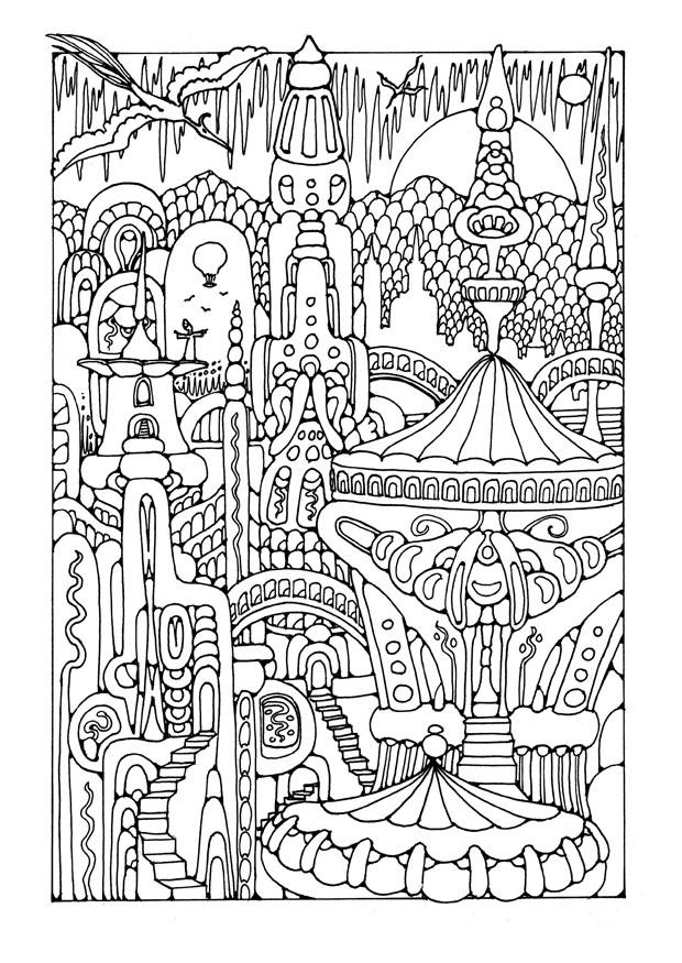 citta di fantasia Disegno da colorare citta di fantasia