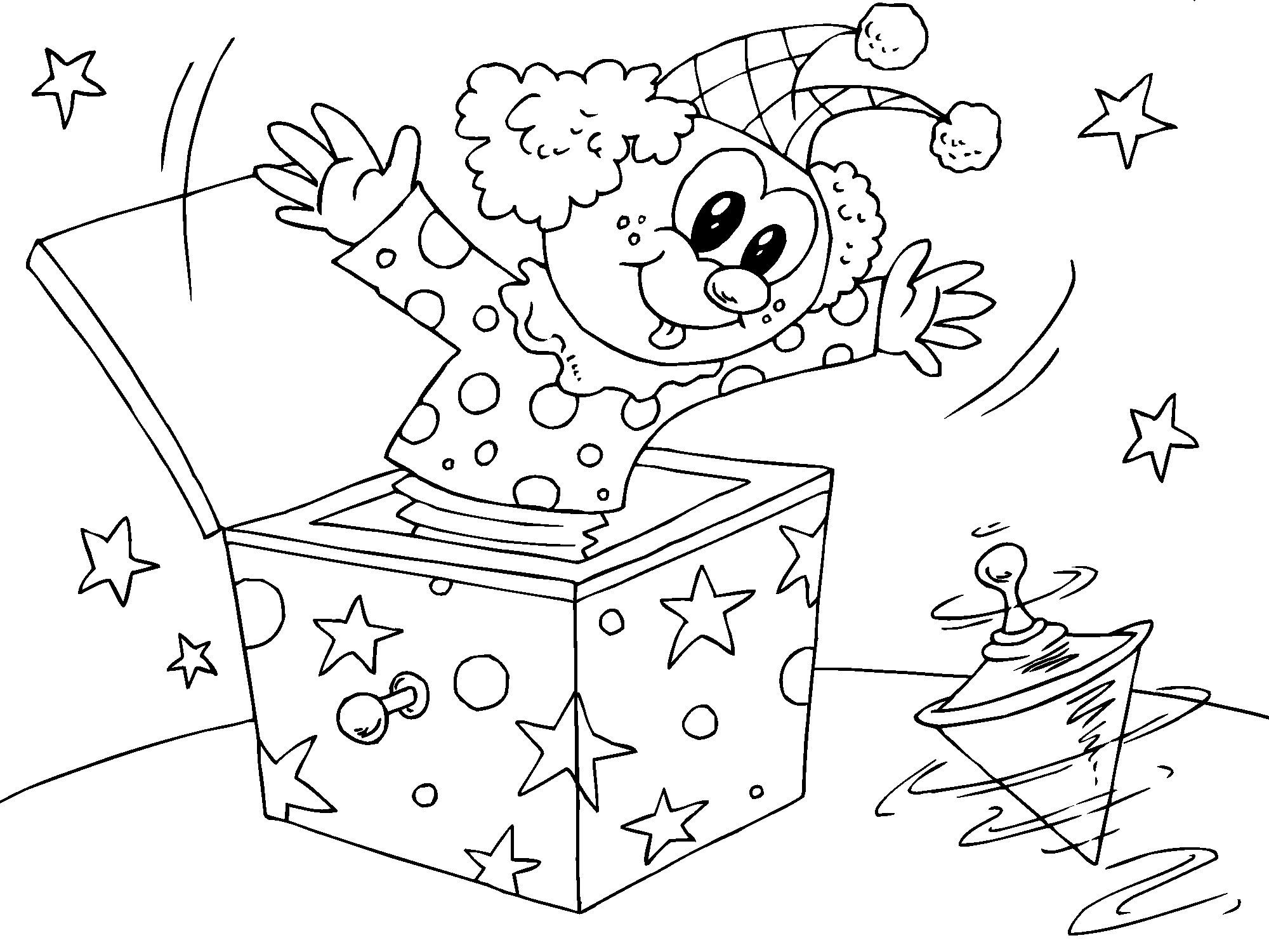 clown in scatola Disegno da colorare clown in scatola