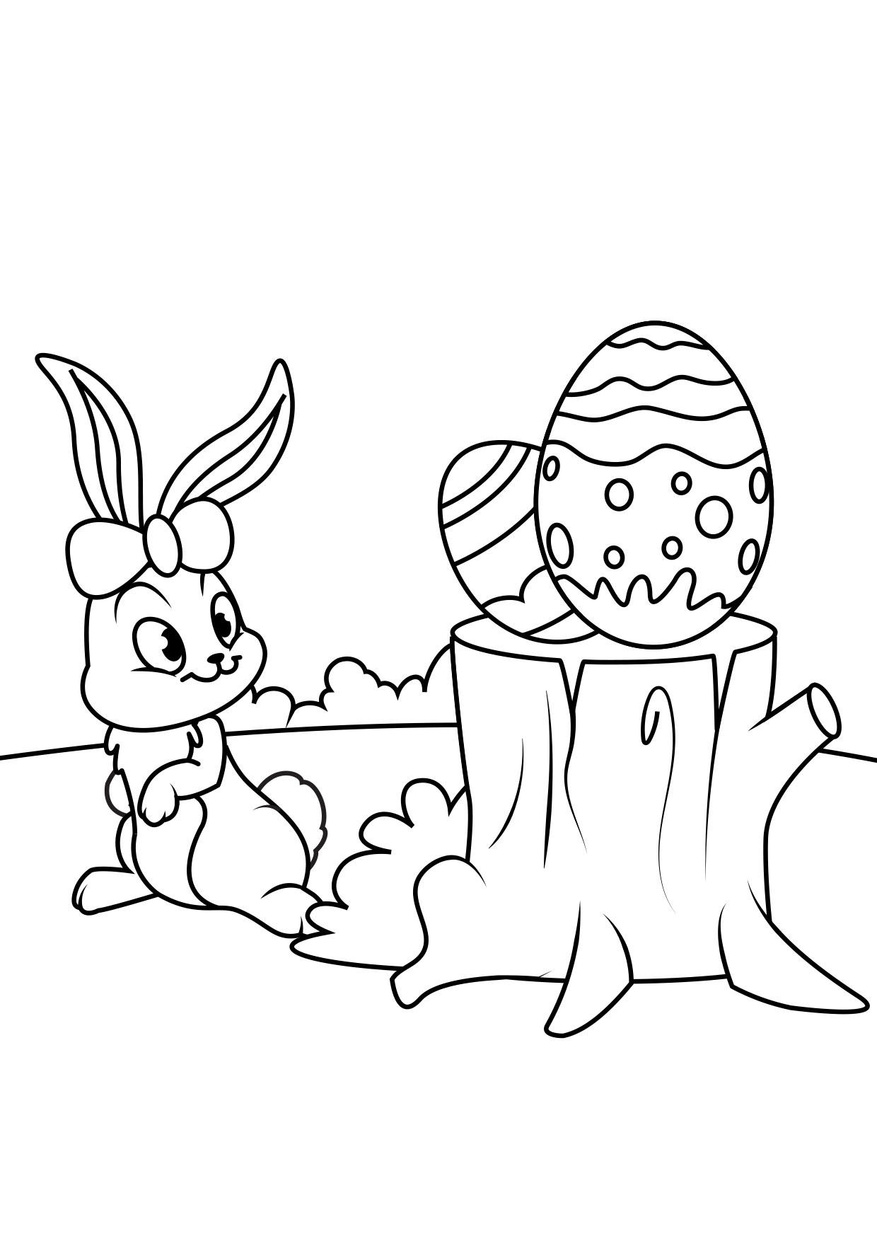 Disegno da colorare coniglietto di pasqua con uovo di pasqua