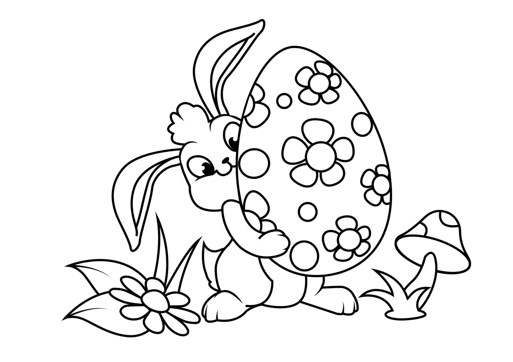 coniglietto di pasqua con uovo di pasqua Disegno da colorare coniglietto di pasqua con uovo di pasqua