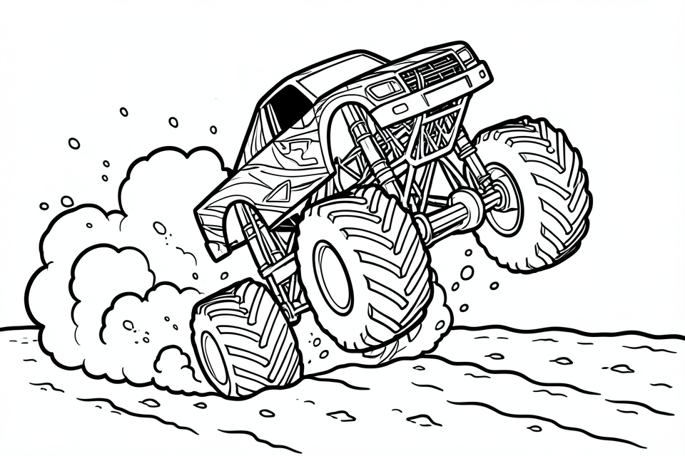 corse di monster truck Disegno da colorare corse di monster truck