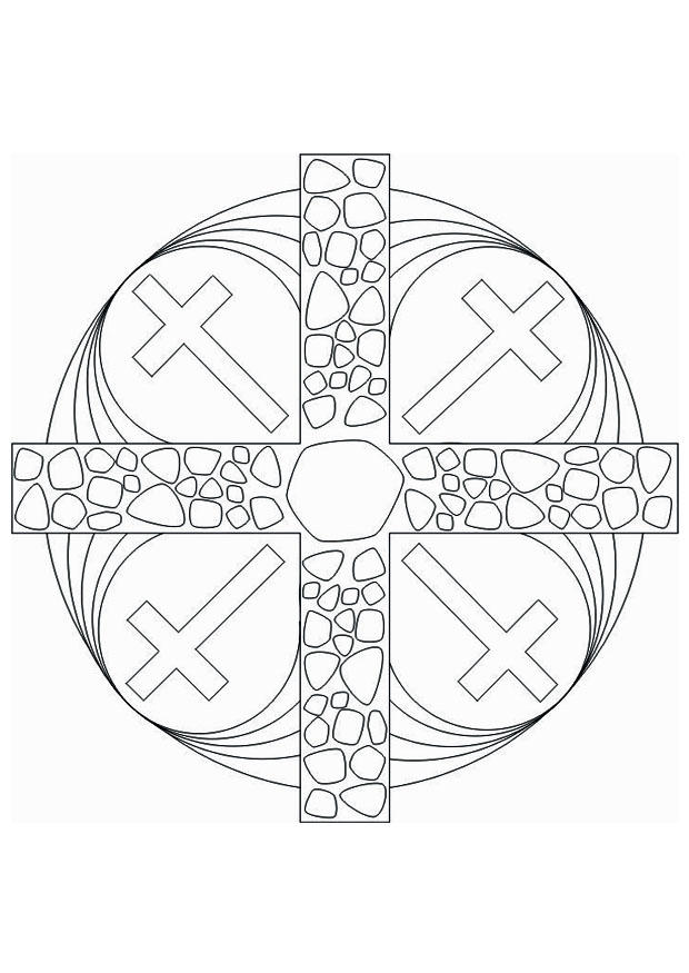 croce mandala Disegno da colorare croce mandala