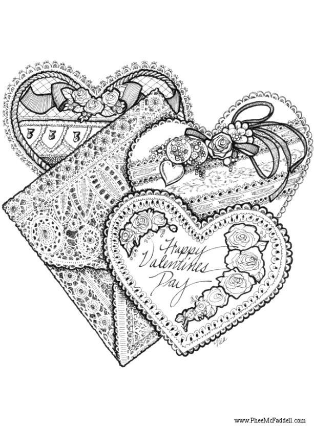 Disegno da colorare cuori di san valentino