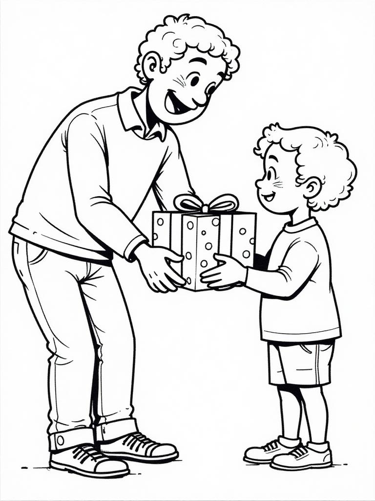 dare un pacco per la festa del papA al padre Disegno da colorare dare un pacco per la festa del papA al padre