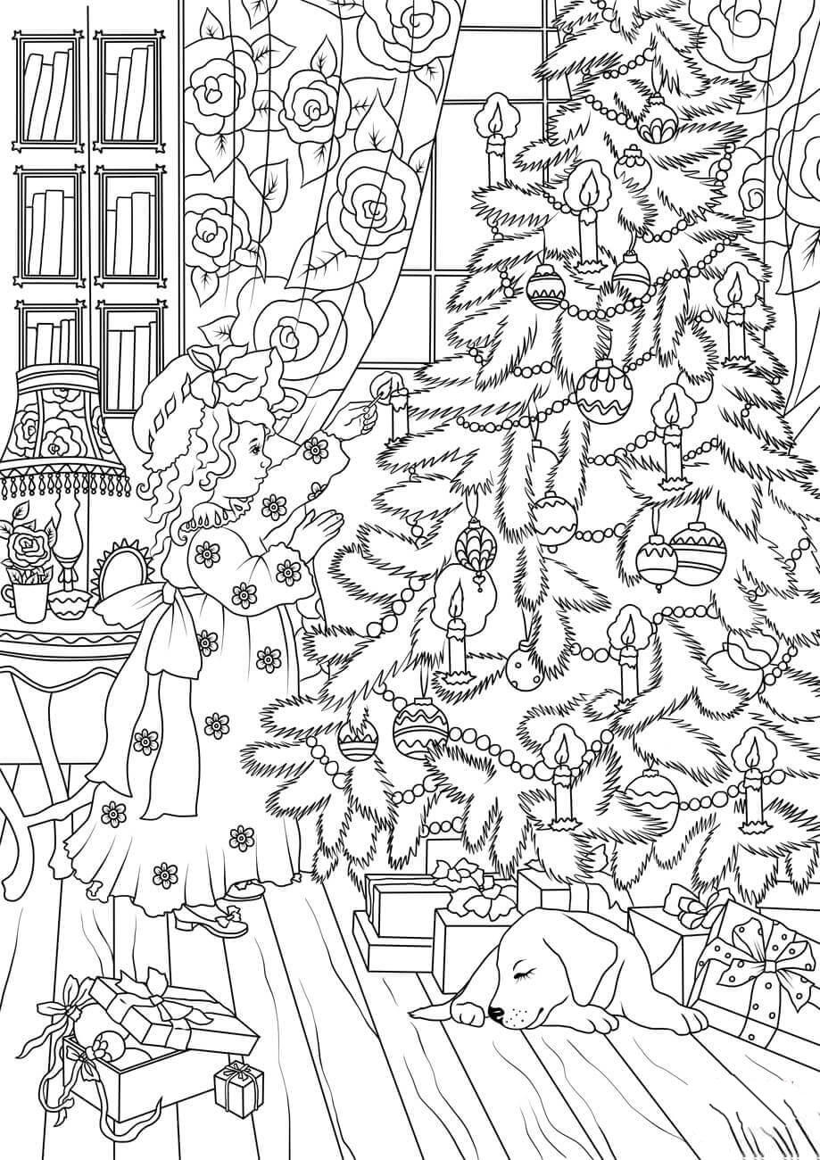 decorare l'albero di natale Disegno da colorare decorare l'albero di natale