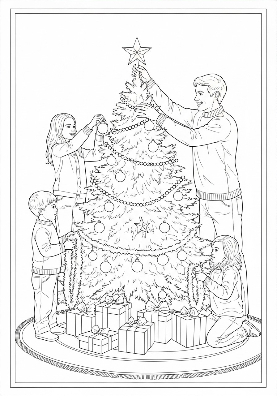 decorare l'albero di natale Disegno da colorare decorare l'albero di natale