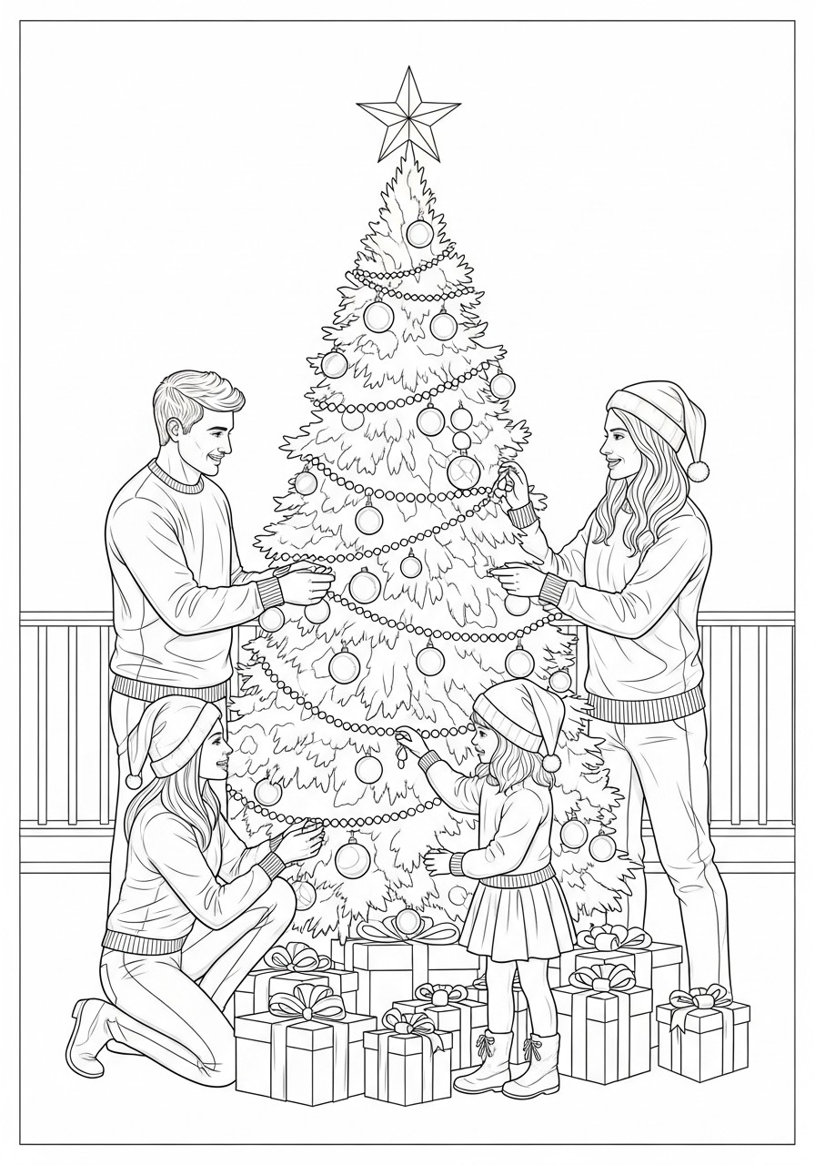 decorare un albero di natale Disegno da colorare decorare un albero di natale