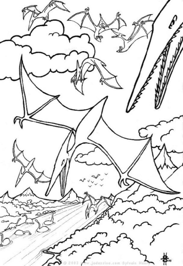 dinosauri volanti Disegno da colorare dinosauri volanti