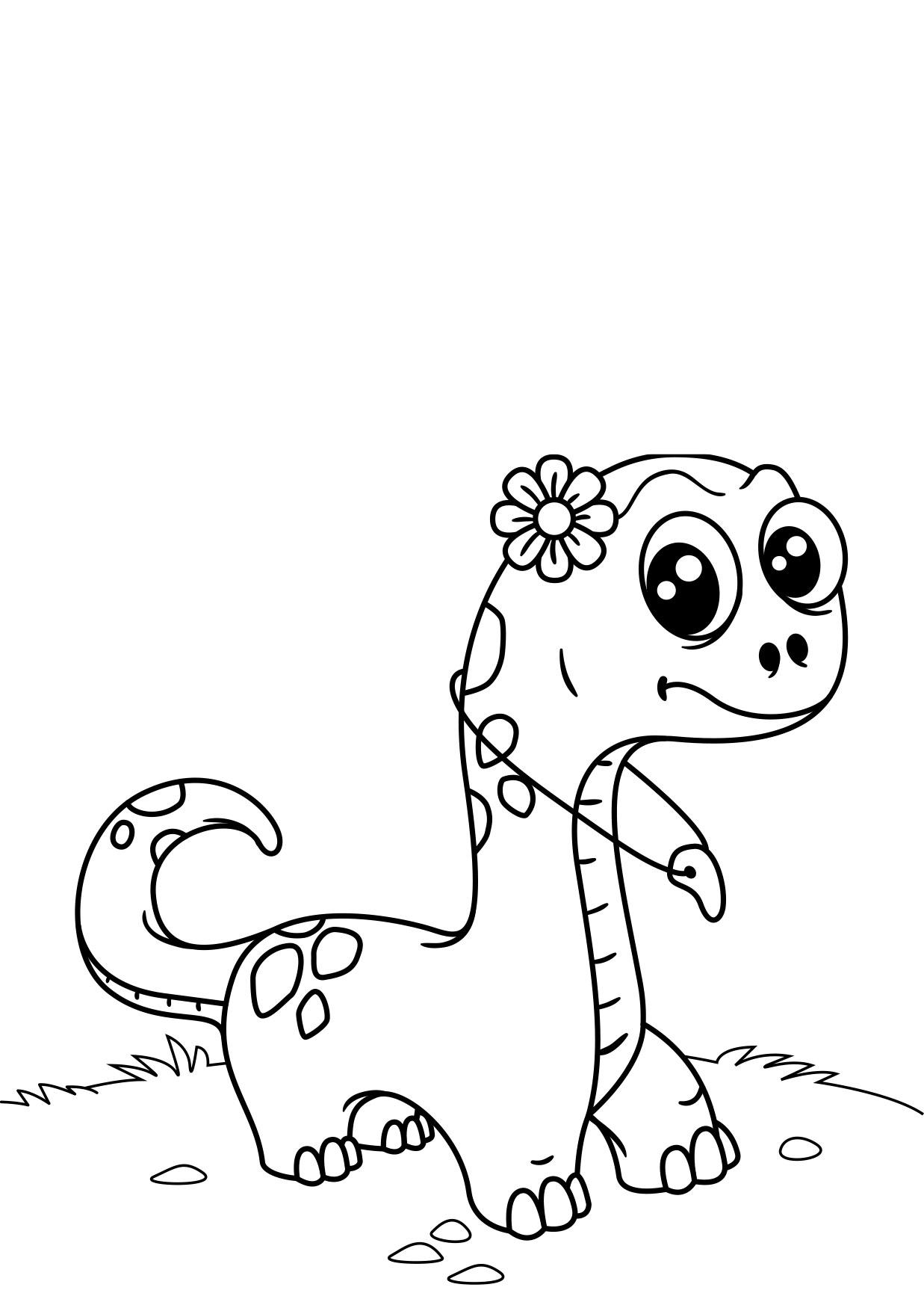 dinosauro con fiore Disegno da colorare dinosauro con fiore