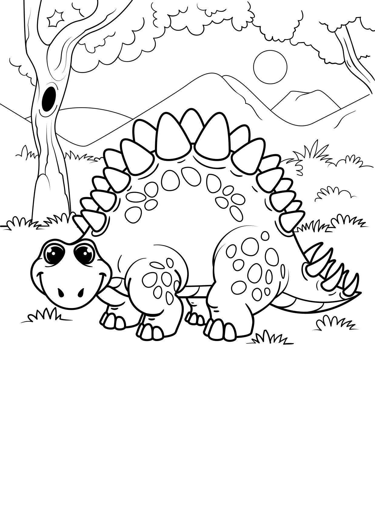 dinosauro nella foresta Disegno da colorare dinosauro nella foresta