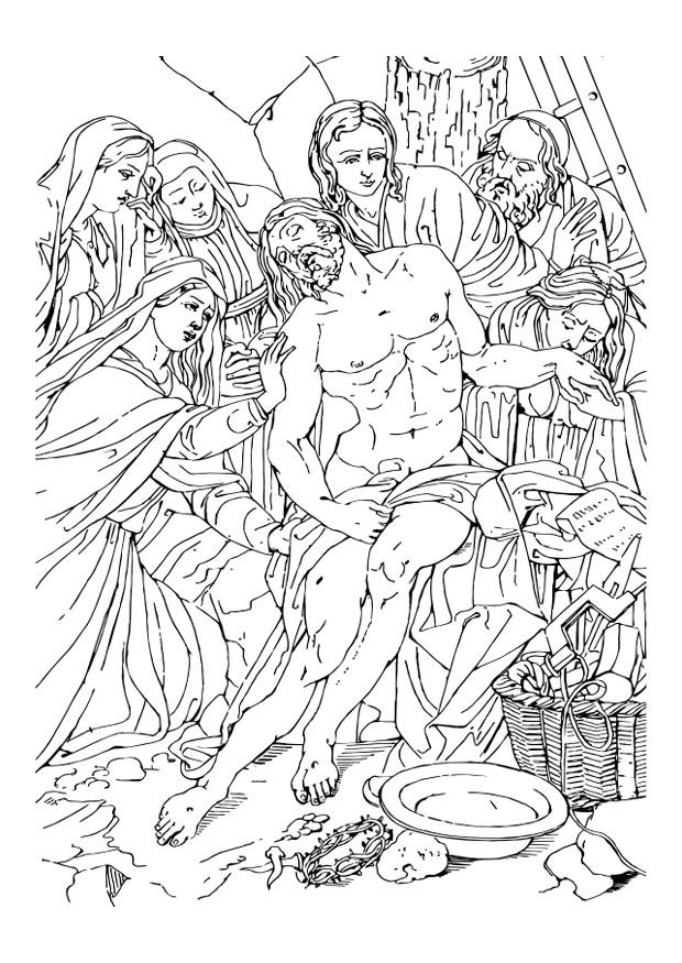 Disegno da colorare discesa dalla croce gesu