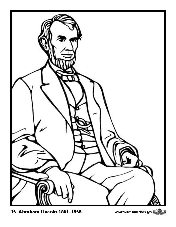 Disegno da colorare 16 abraham lincoln