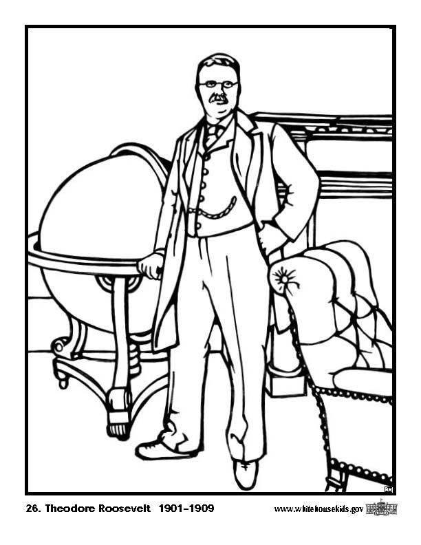 Disegno da colorare 26 theodore roosevelt