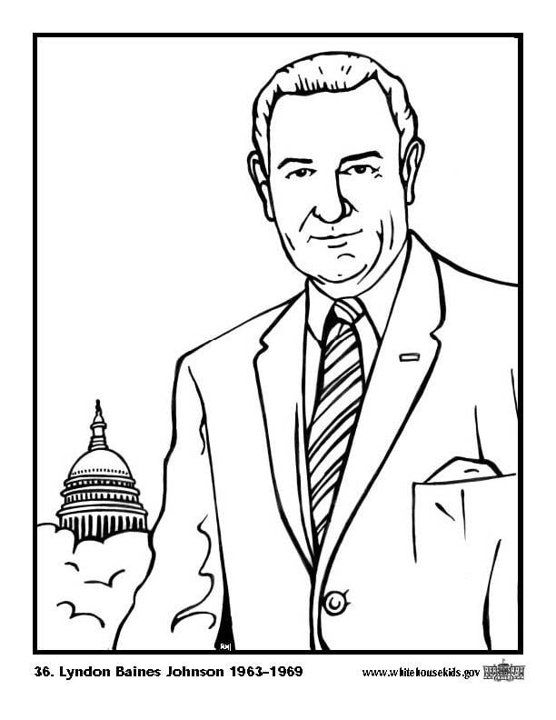 Disegno da colorare 36 lyndon baines johnson
