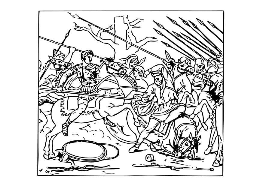 Disegno da colorare alessandro batte i persiani