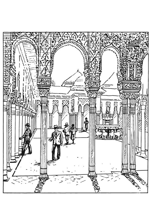 Disegno da colorare alhambra, spagna