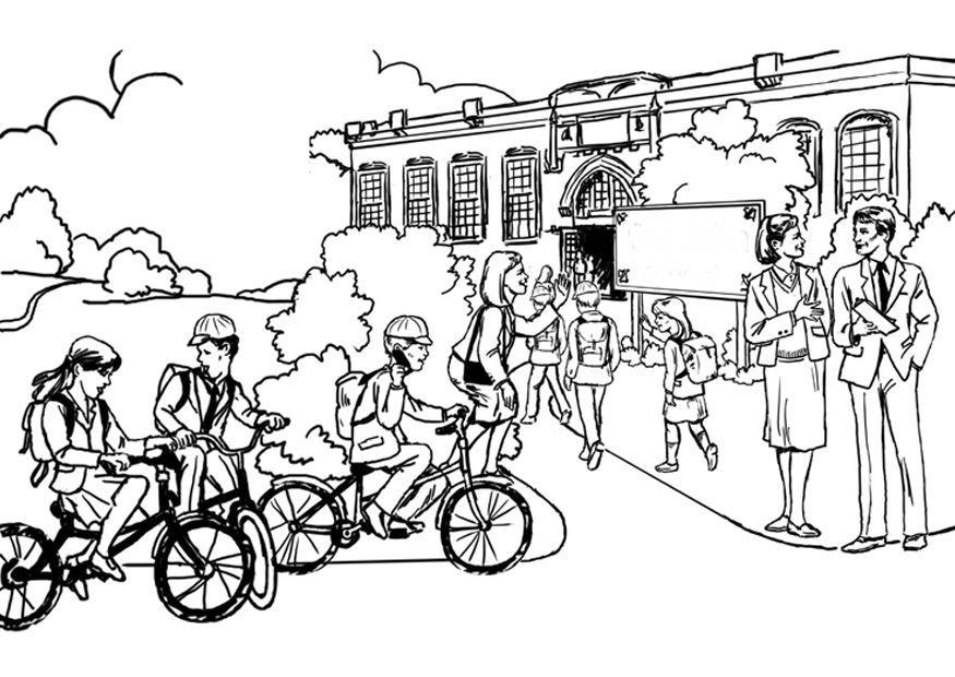 Disegno da colorare andare a scuola - scuole primarie
