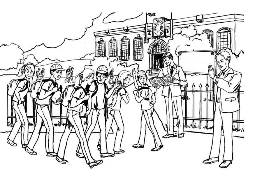 Disegno da colorare andare a scuola - scuole secondarie