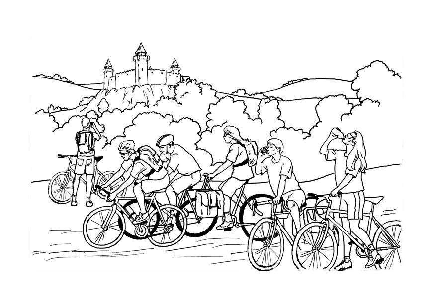 Disegno da colorare andare in bici