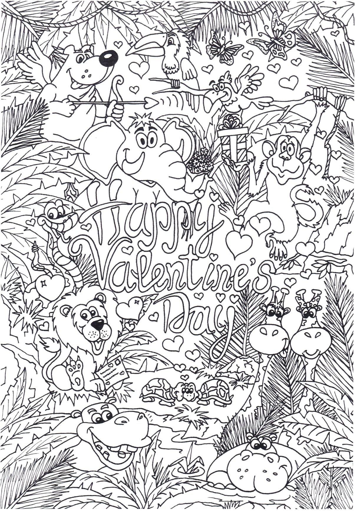 Disegno da colorare animali di san valentino