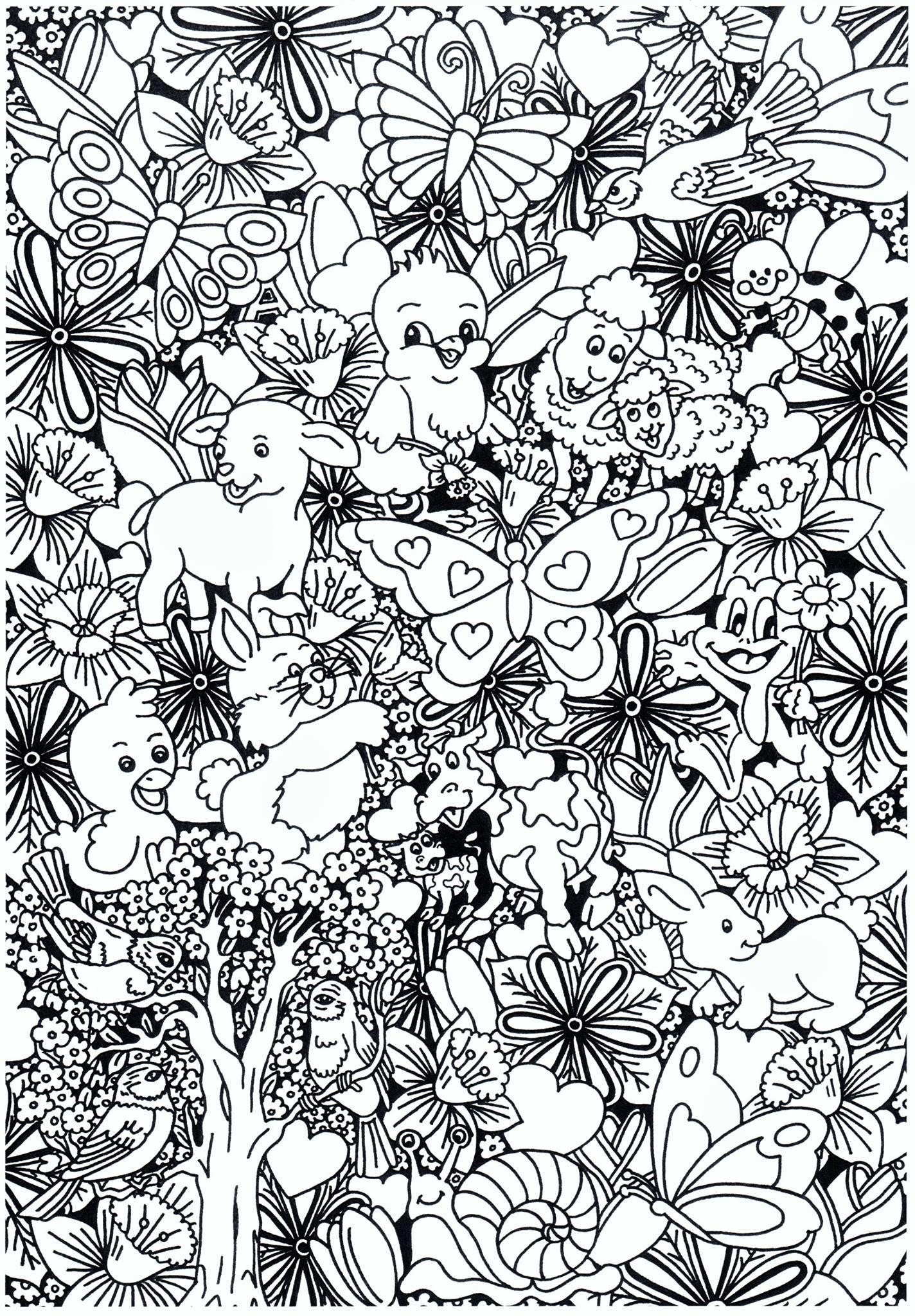 Disegno da colorare animali nella foresta