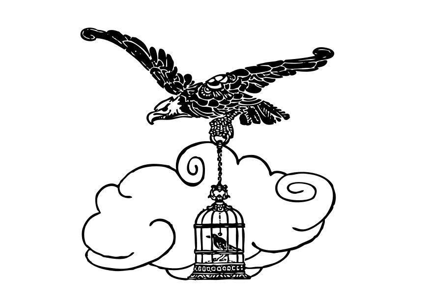 Disegno da colorare aquila e gabbia
