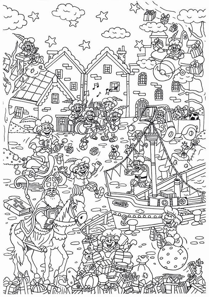 Disegno da colorare arrivo sinterklaas