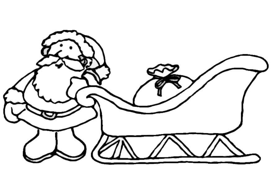 Disegno da colorare babbo natale sulla slitta