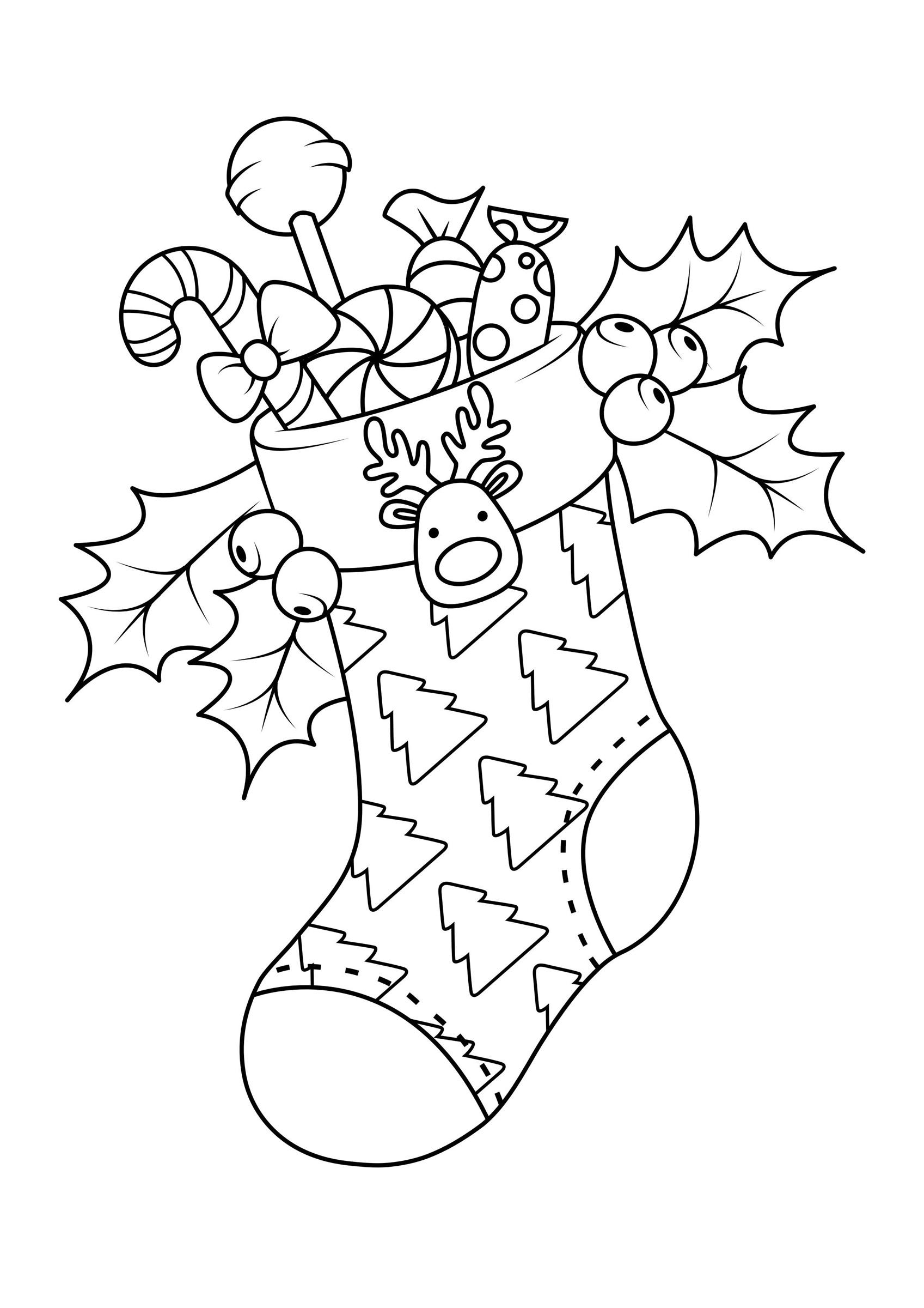 Disegno da colorare calza di natale