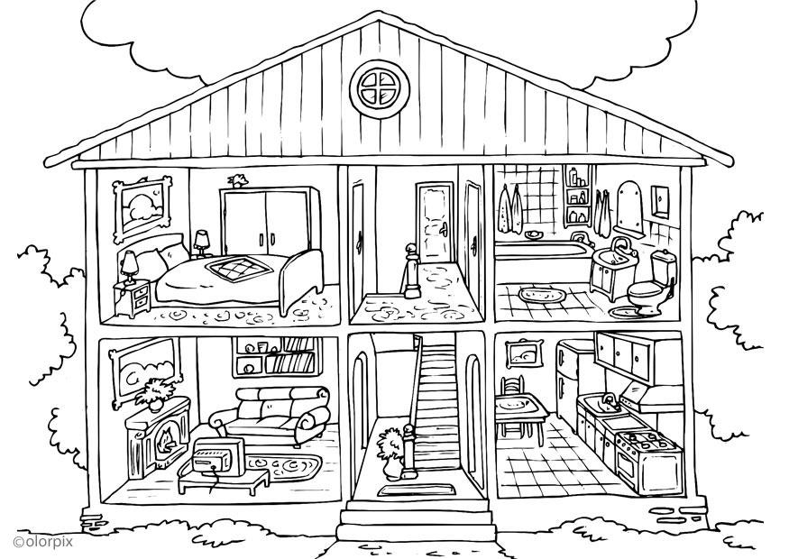 Disegno da colorare casa - interno