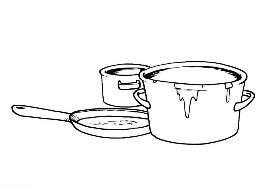 Disegno da colorare casseruole e pentole