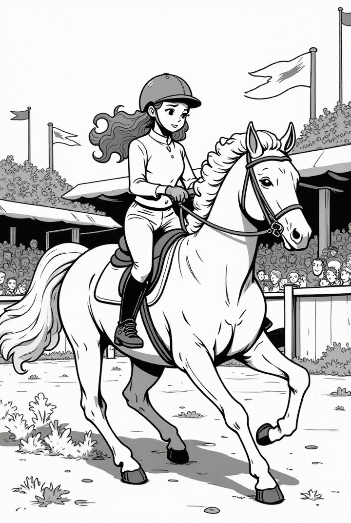 Disegno da colorare cavaliere a cavallo