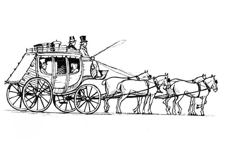 Disegno da colorare cavalli con carrozza