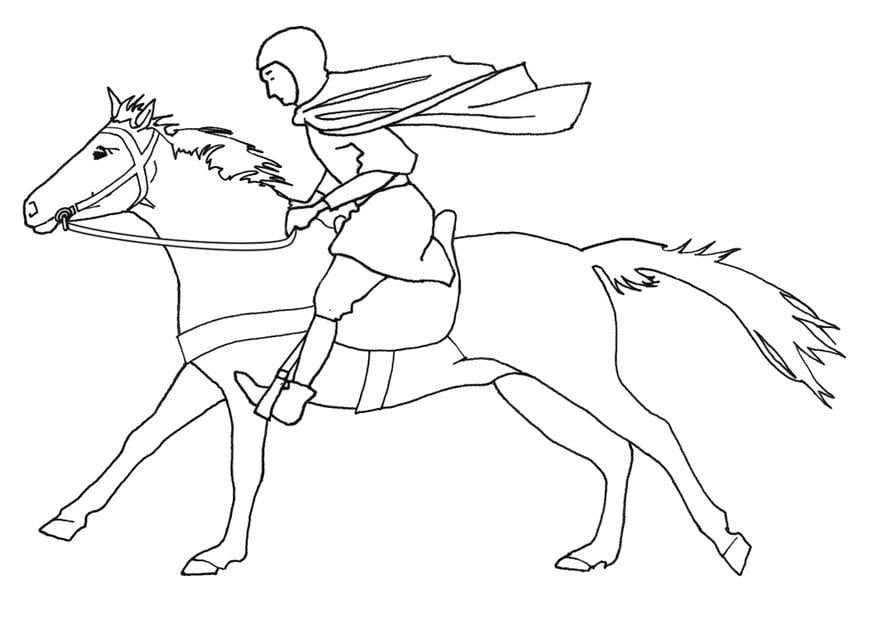 Disegno da colorare cavalliere in galoppo